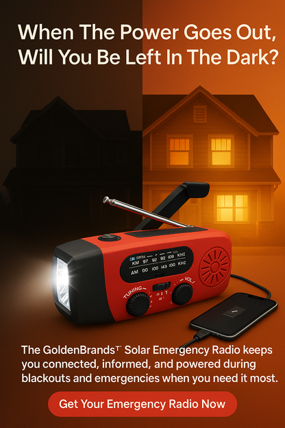 GoldenBrands™ Solar Emergency Power Radio